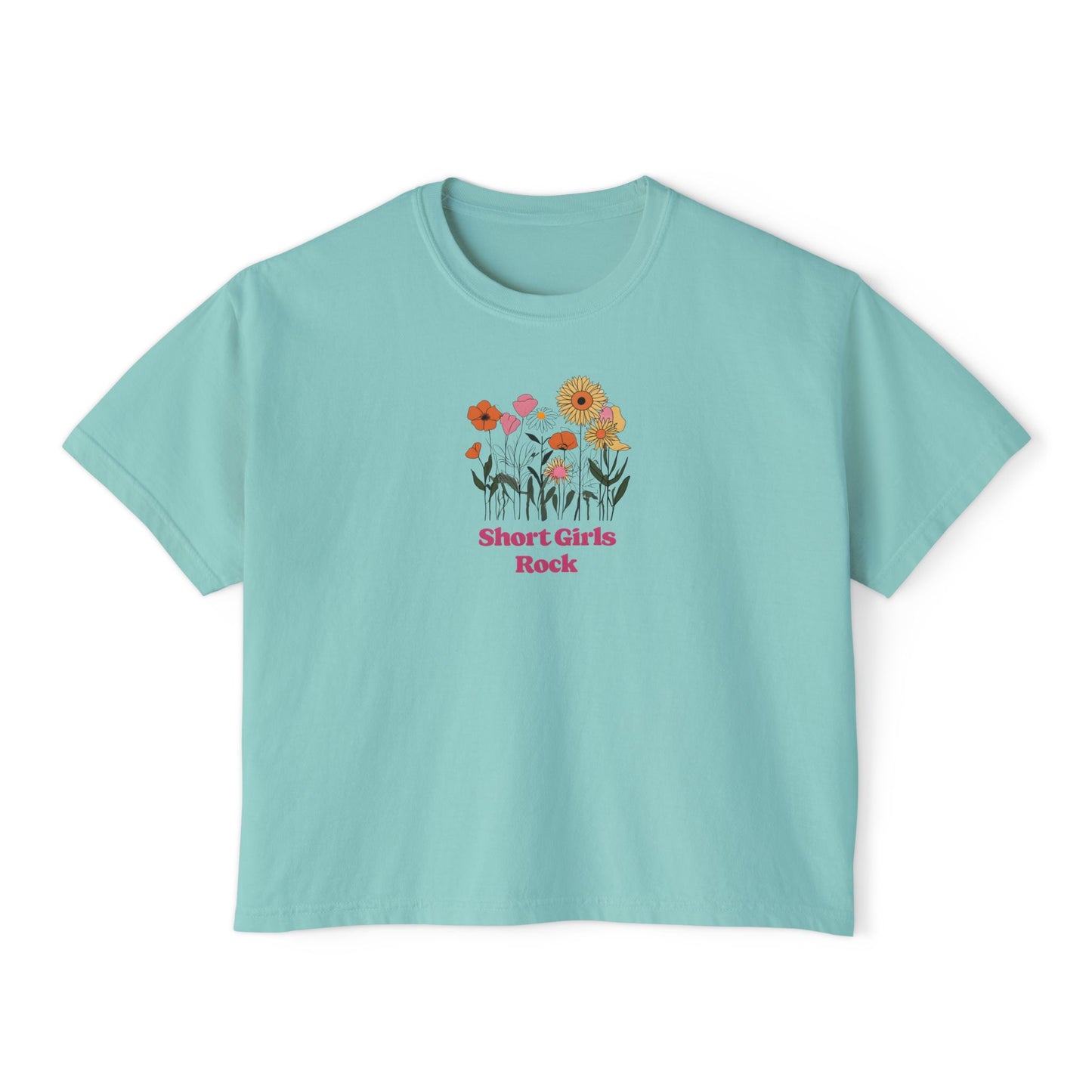 Women's Boxy Tee - Field of Flowers - Pastel Colors