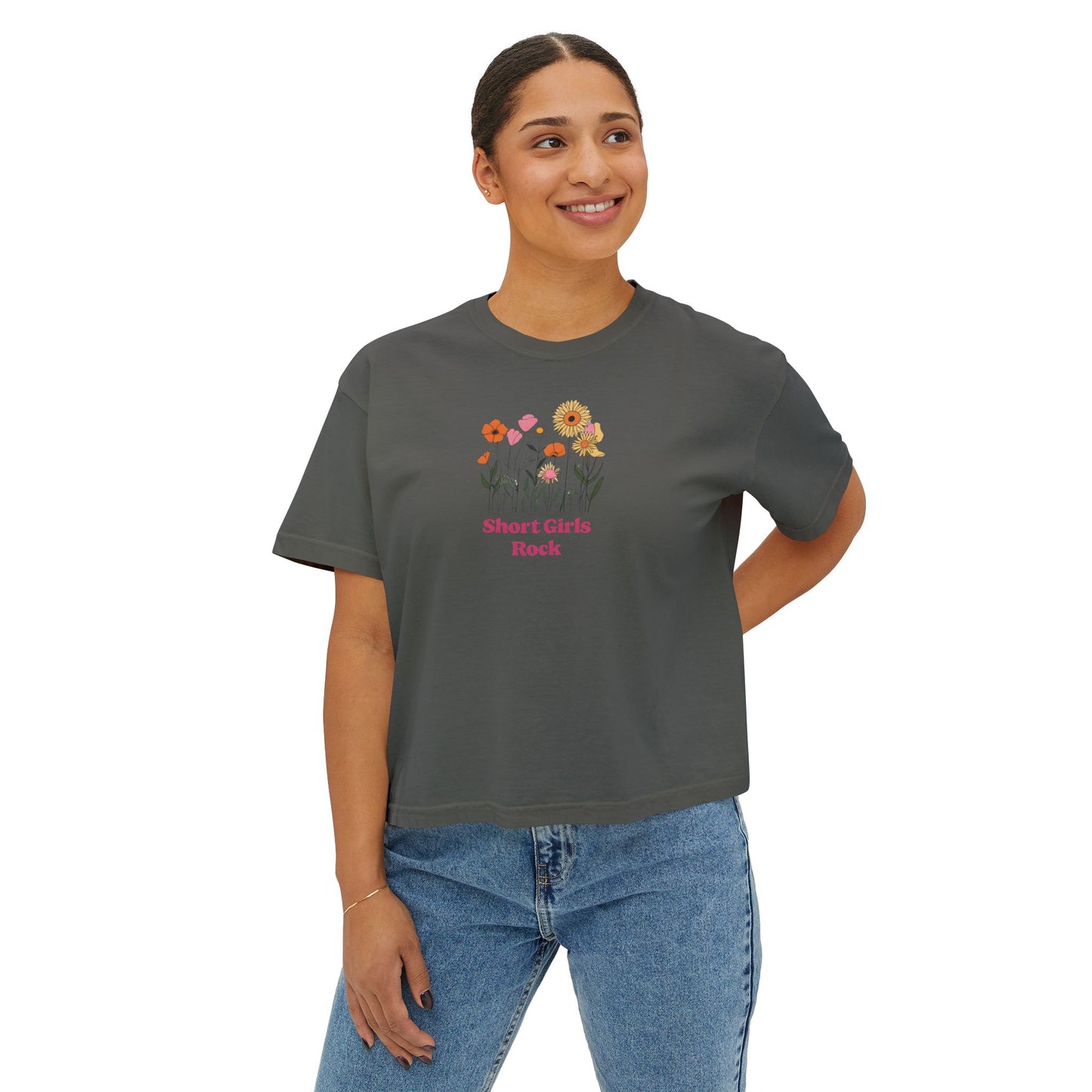 Women's Boxy Tee - Field of Flowers - Pastel Colors