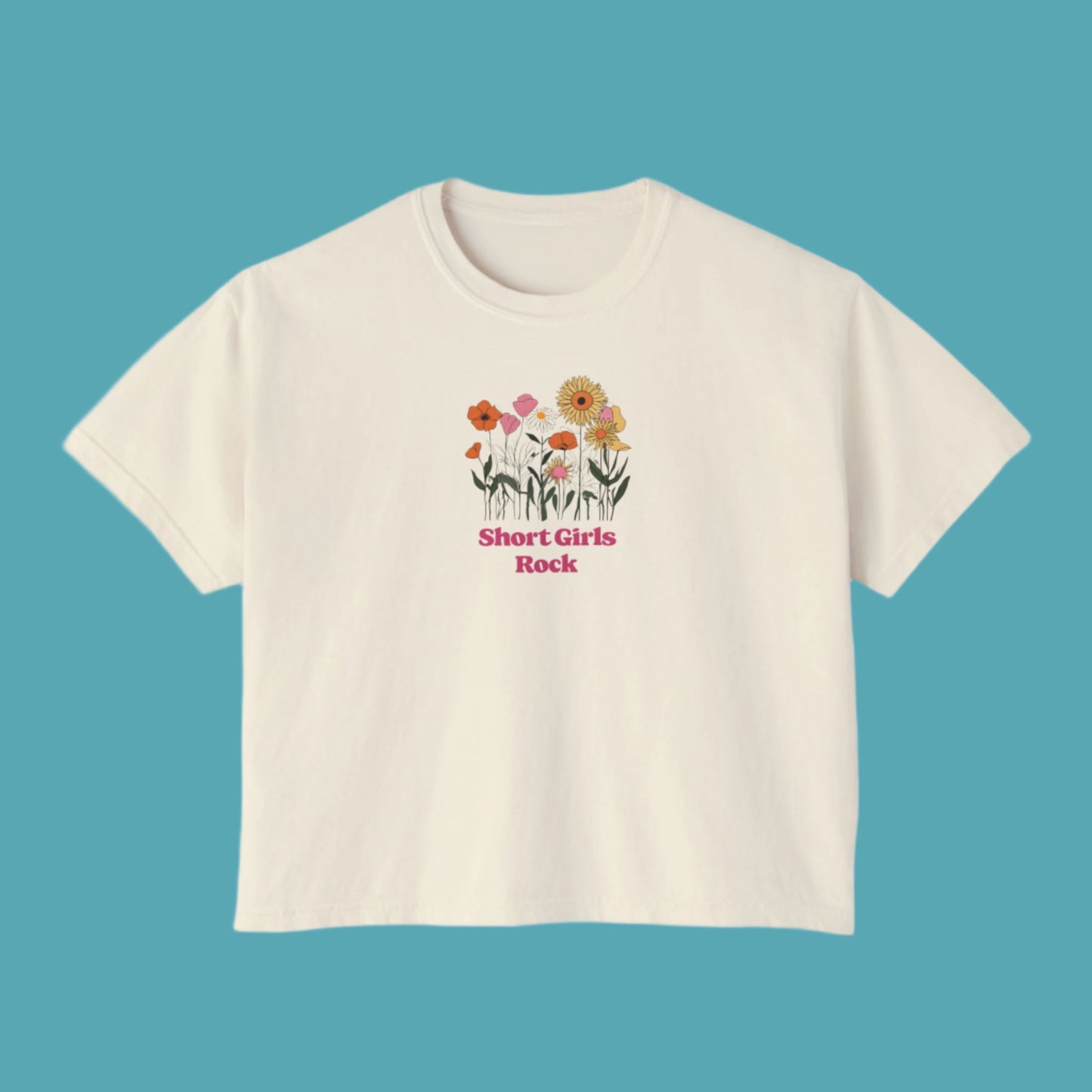 Women's Boxy Tee - Field of Flowers - Pastel Colors