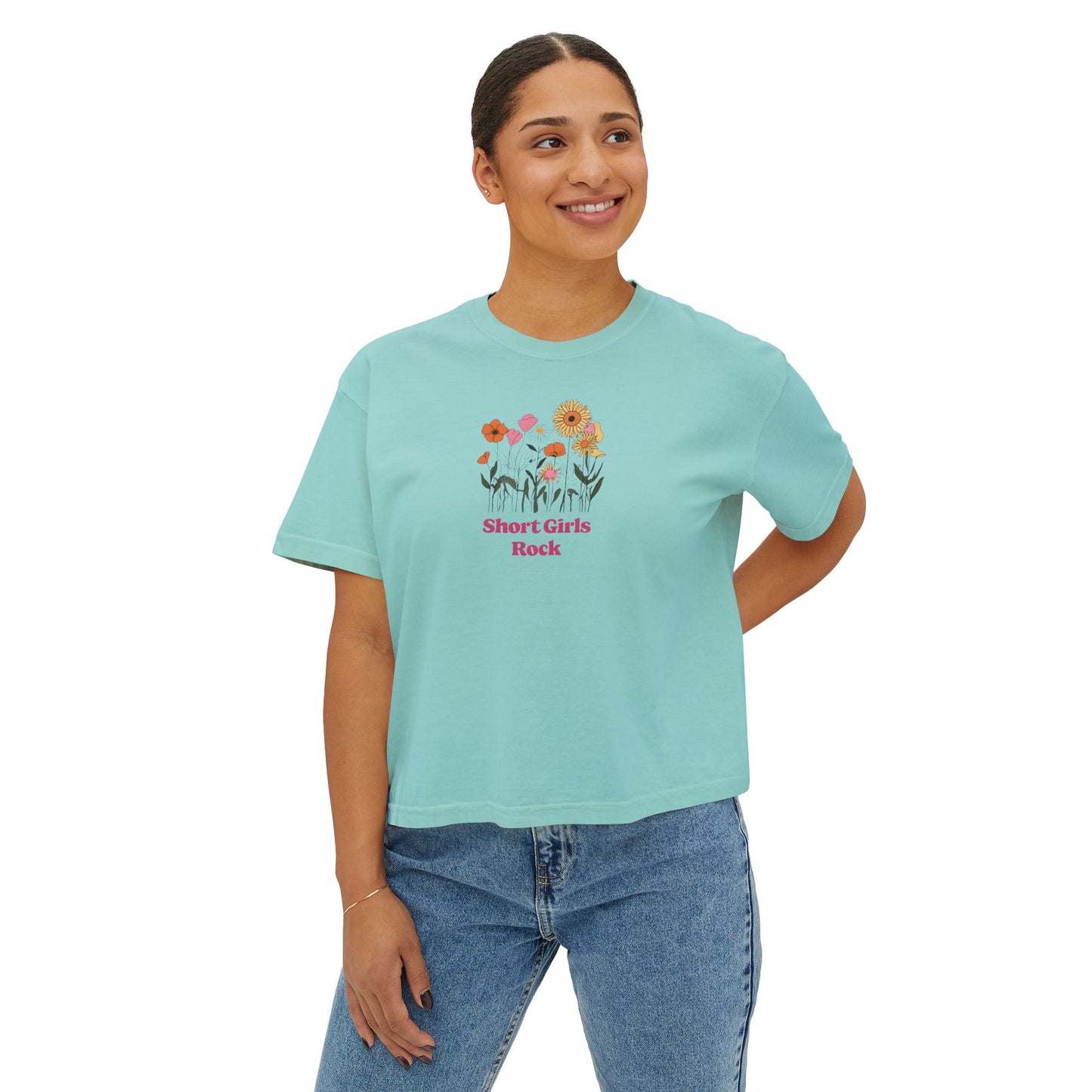 Women's Boxy Tee - Field of Flowers - Pastel Colors