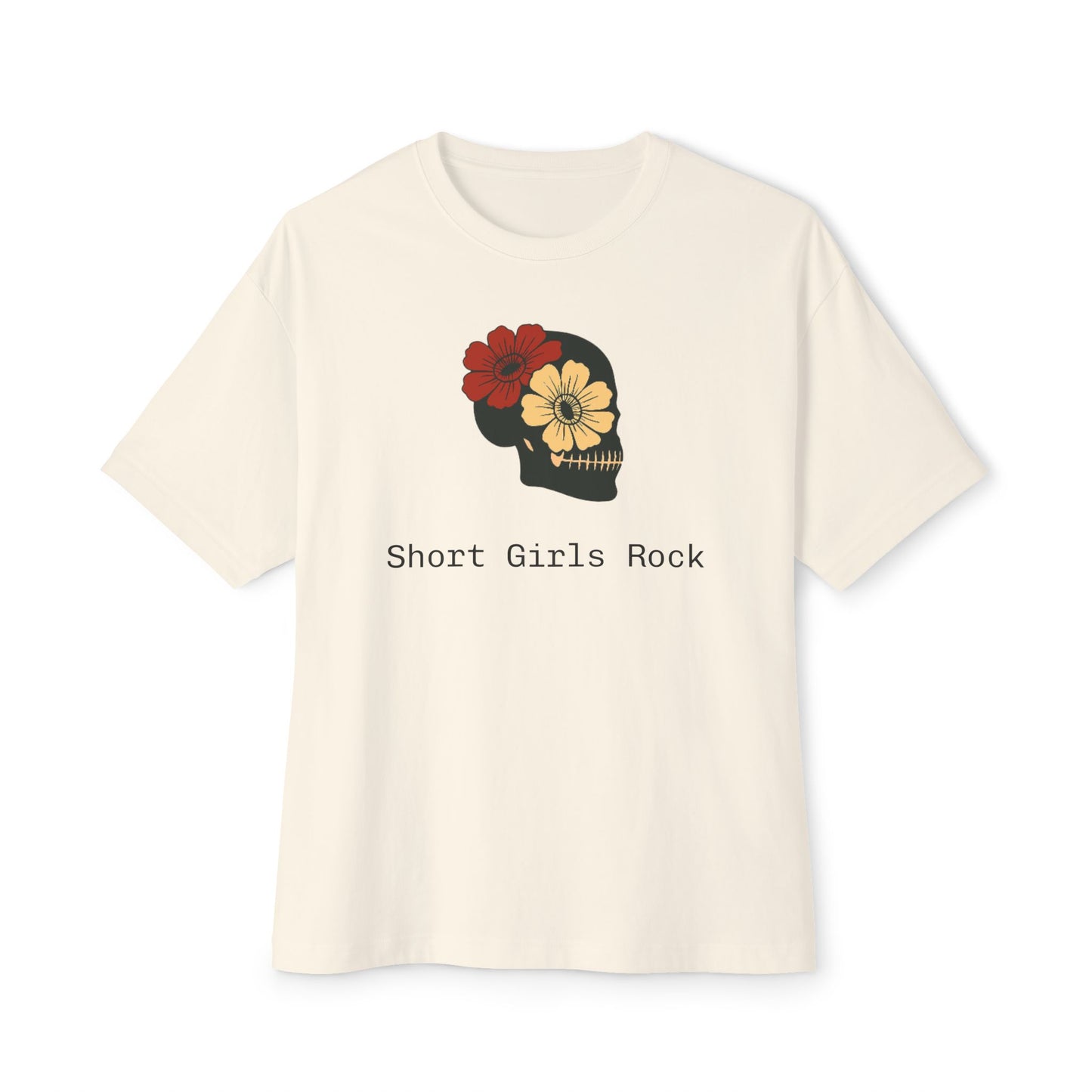 Unisex Oversized - Skull and Flowers Boxy Tee