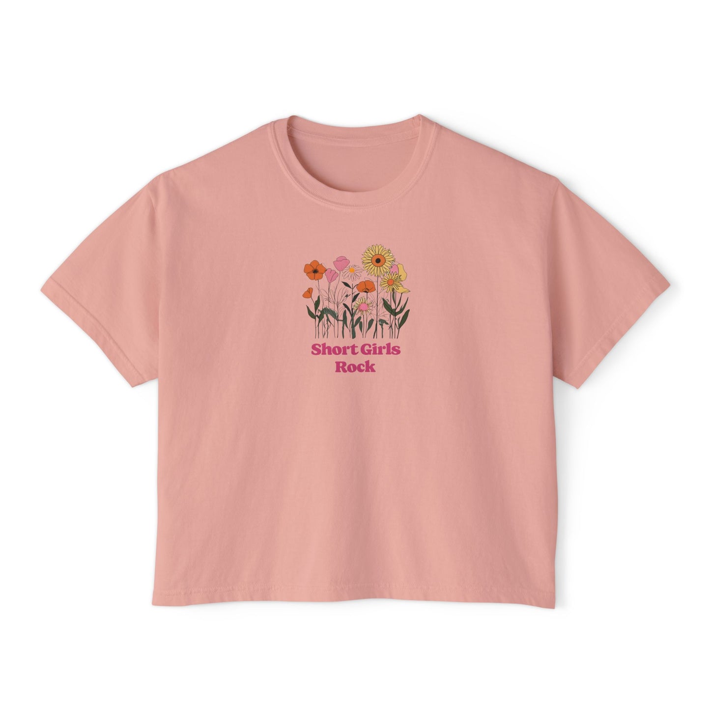 Women's Boxy Tee - Field of Flowers - Pastel Colors