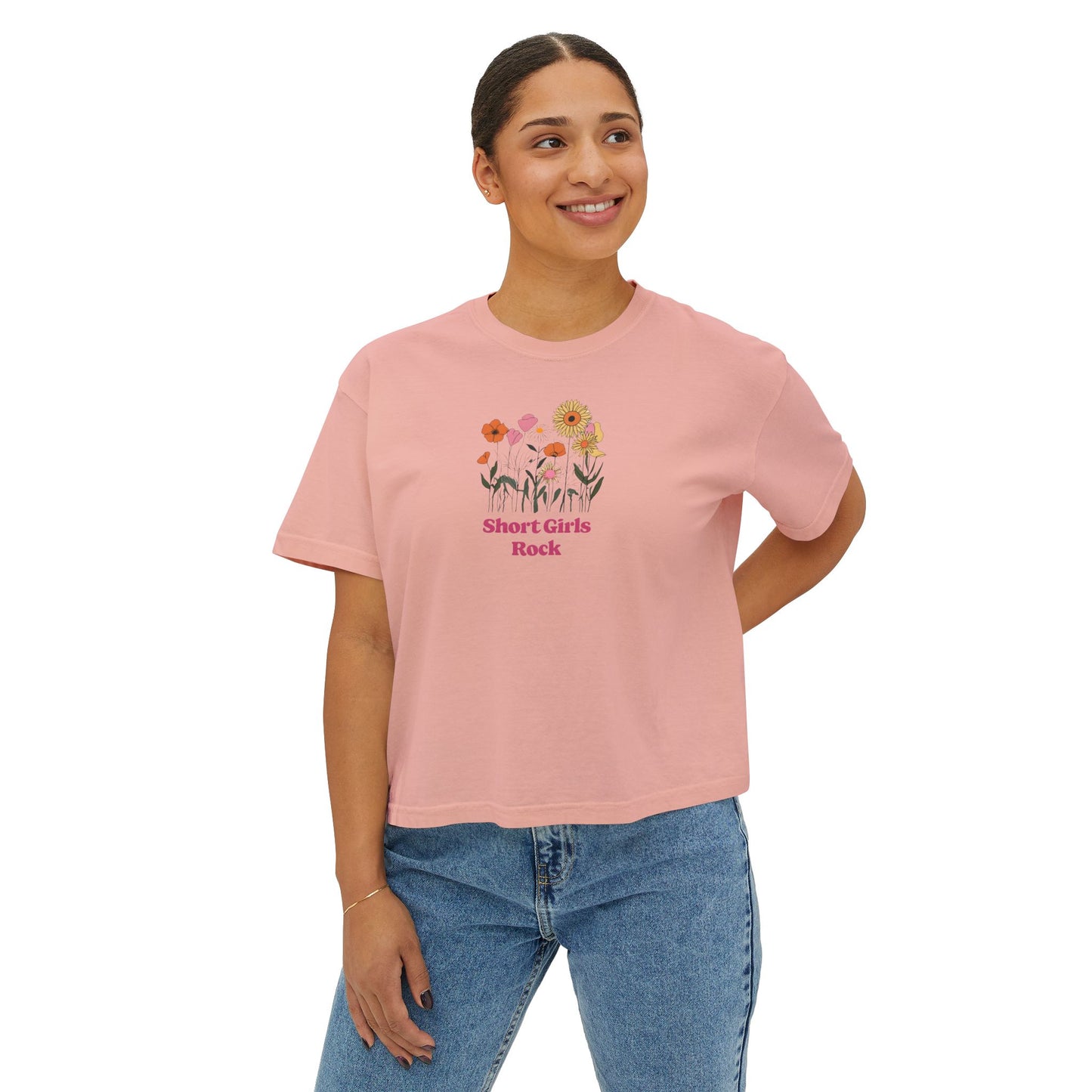 Women's Boxy Tee - Field of Flowers - Pastel Colors