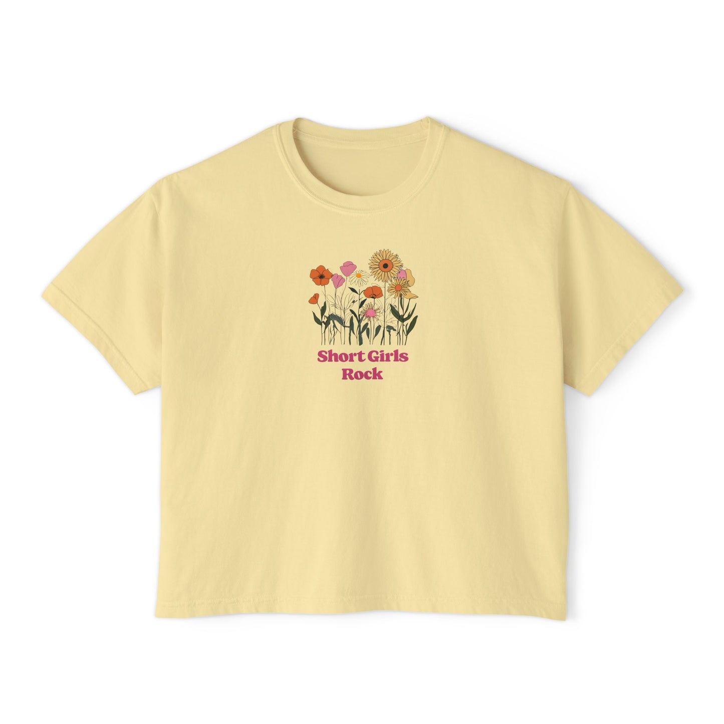 Women's Boxy Tee - Field of Flowers - Pastel Colors