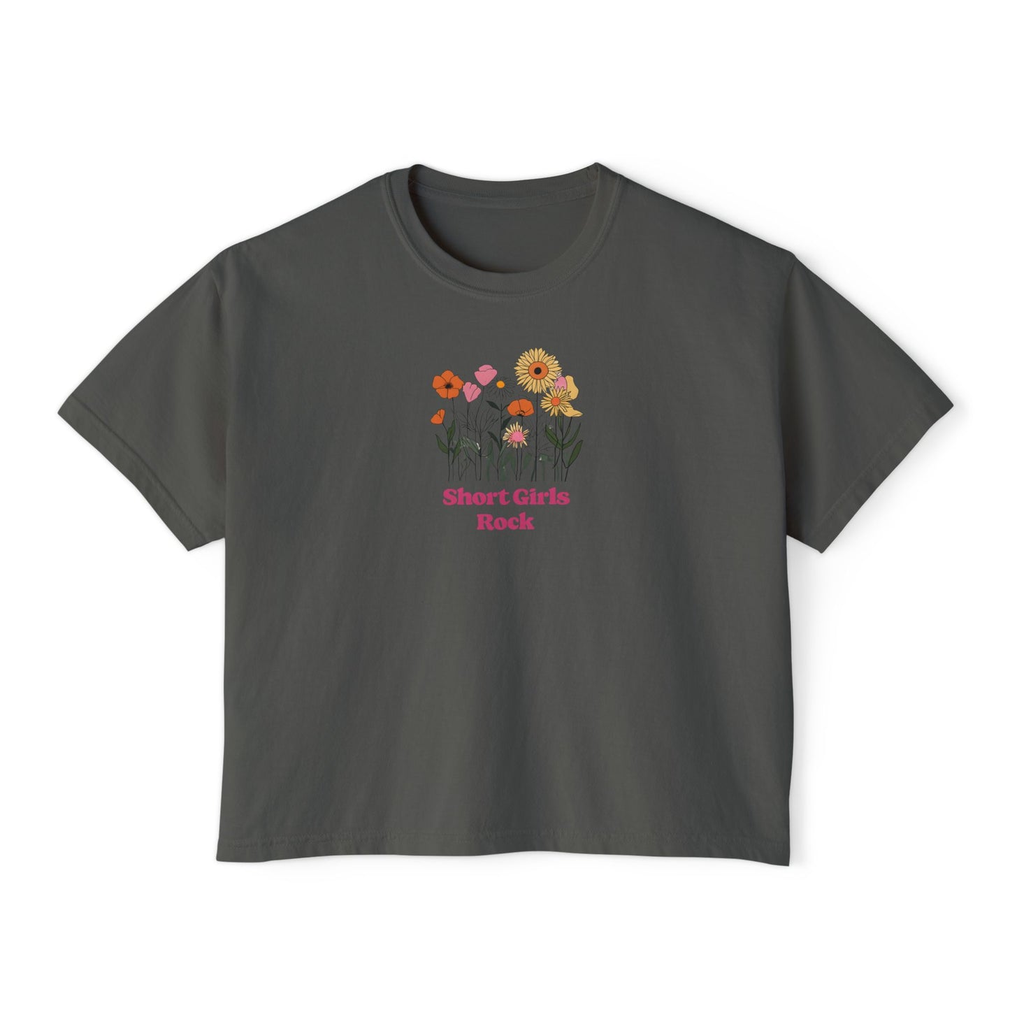 Women's Boxy Tee - Field of Flowers - Pastel Colors