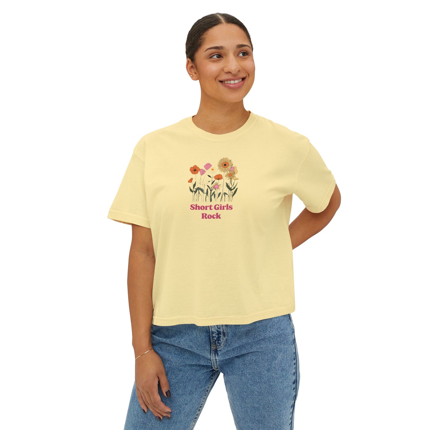 Women's Boxy Tee - Field of Flowers - Pastel Colors