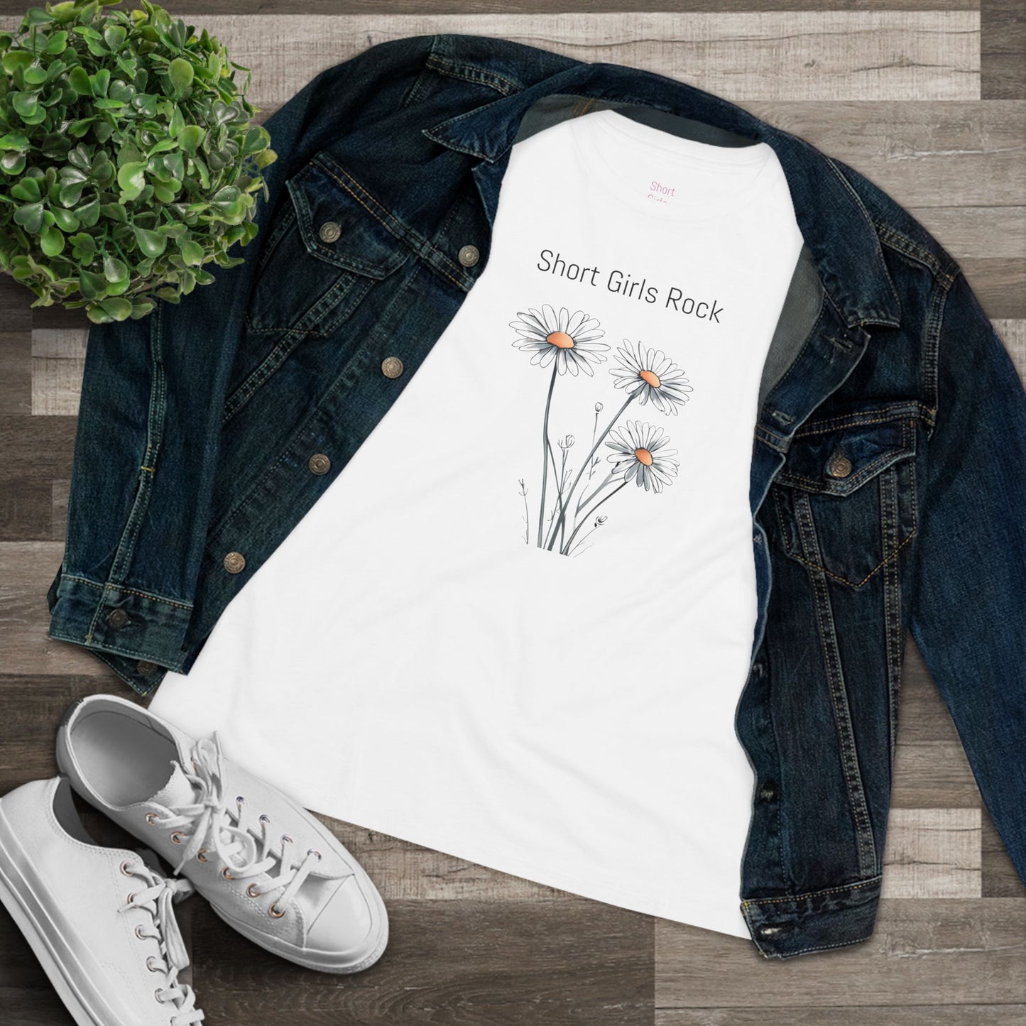 Women's Cotton Tee 100% Airlume Cotton. Hand drawn Daises
