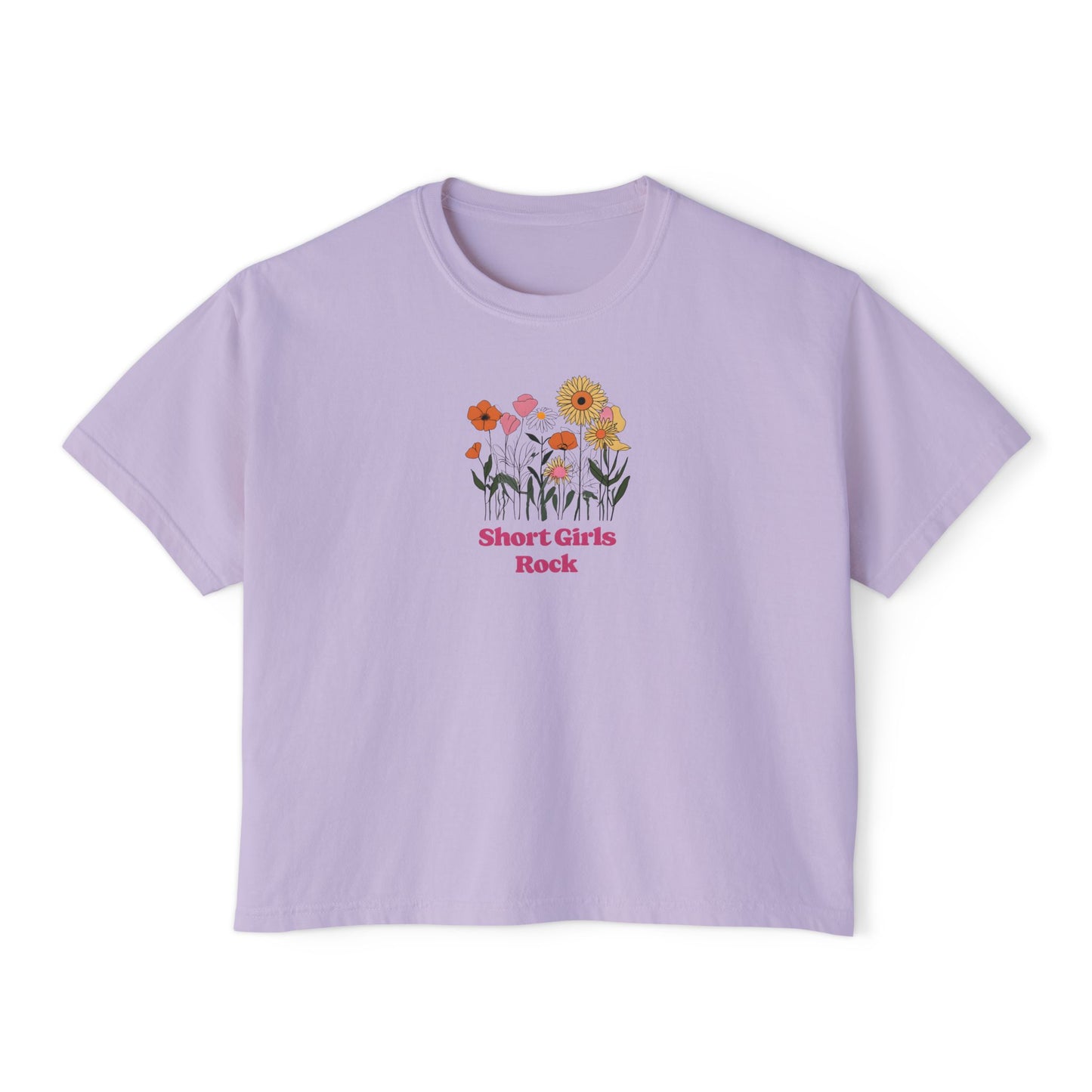 Women's Boxy Tee - Field of Flowers - Pastel Colors