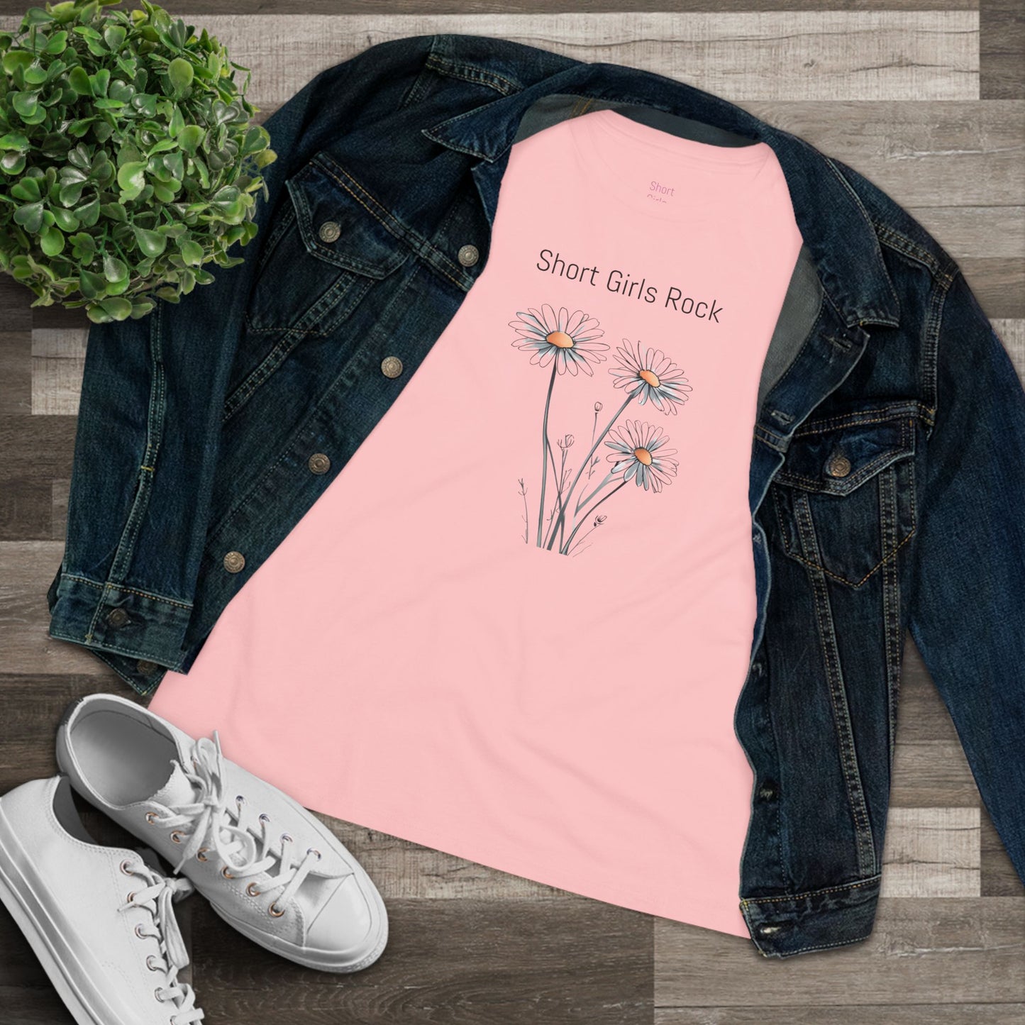 Women's Cotton Tee 100% Airlume Cotton. Hand drawn Daises