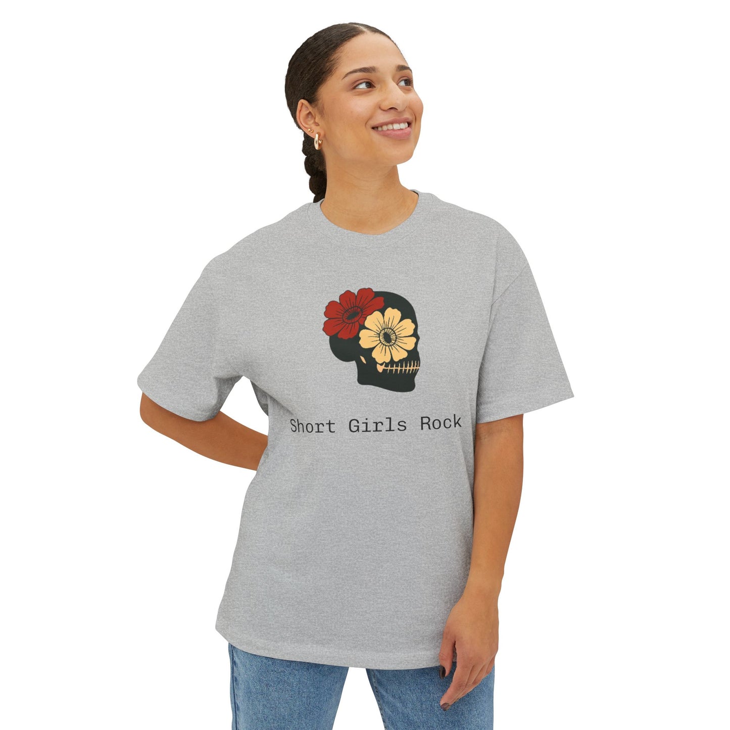 Unisex Oversized - Skull and Flowers Boxy Tee