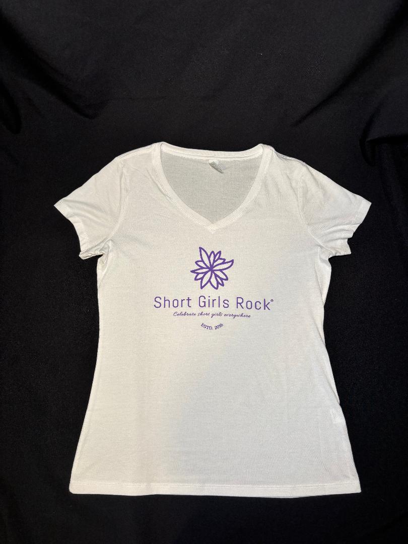 White Short Sleeve T-shirt, Short Girls Rock