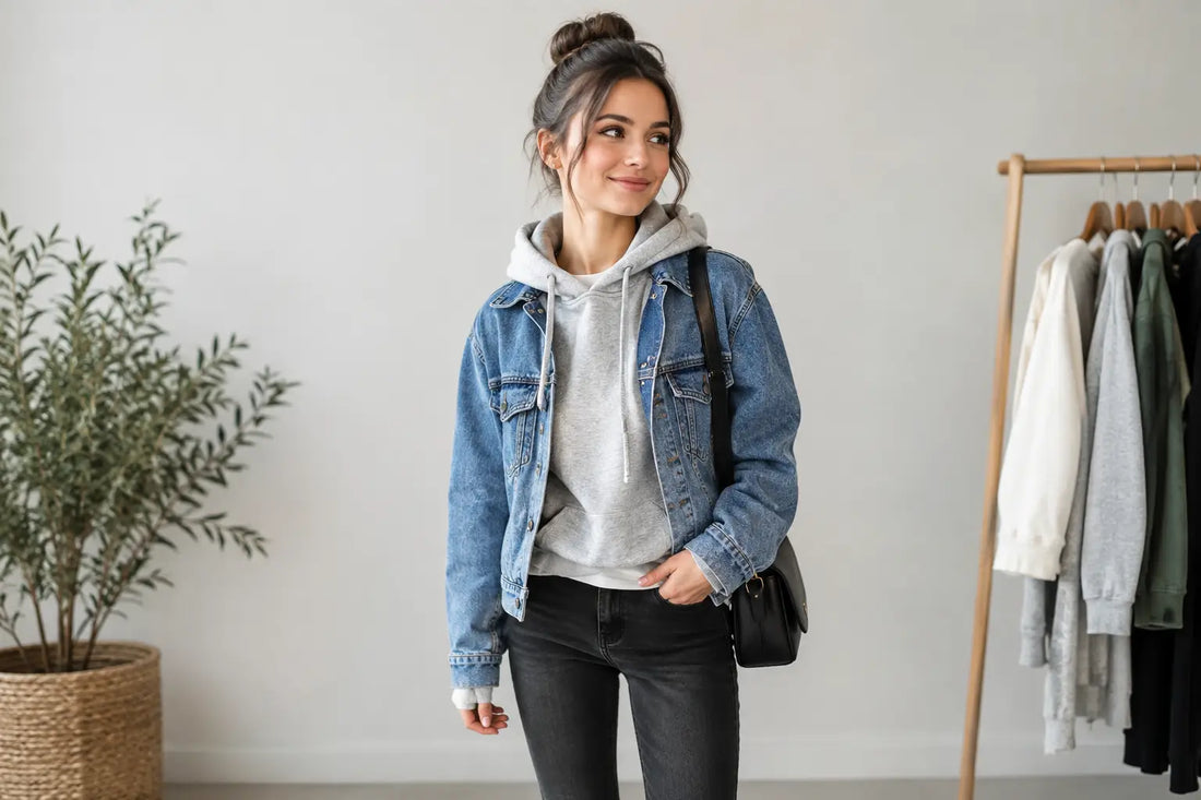 How to Layer Casual Sweatshirts When You’re Petite