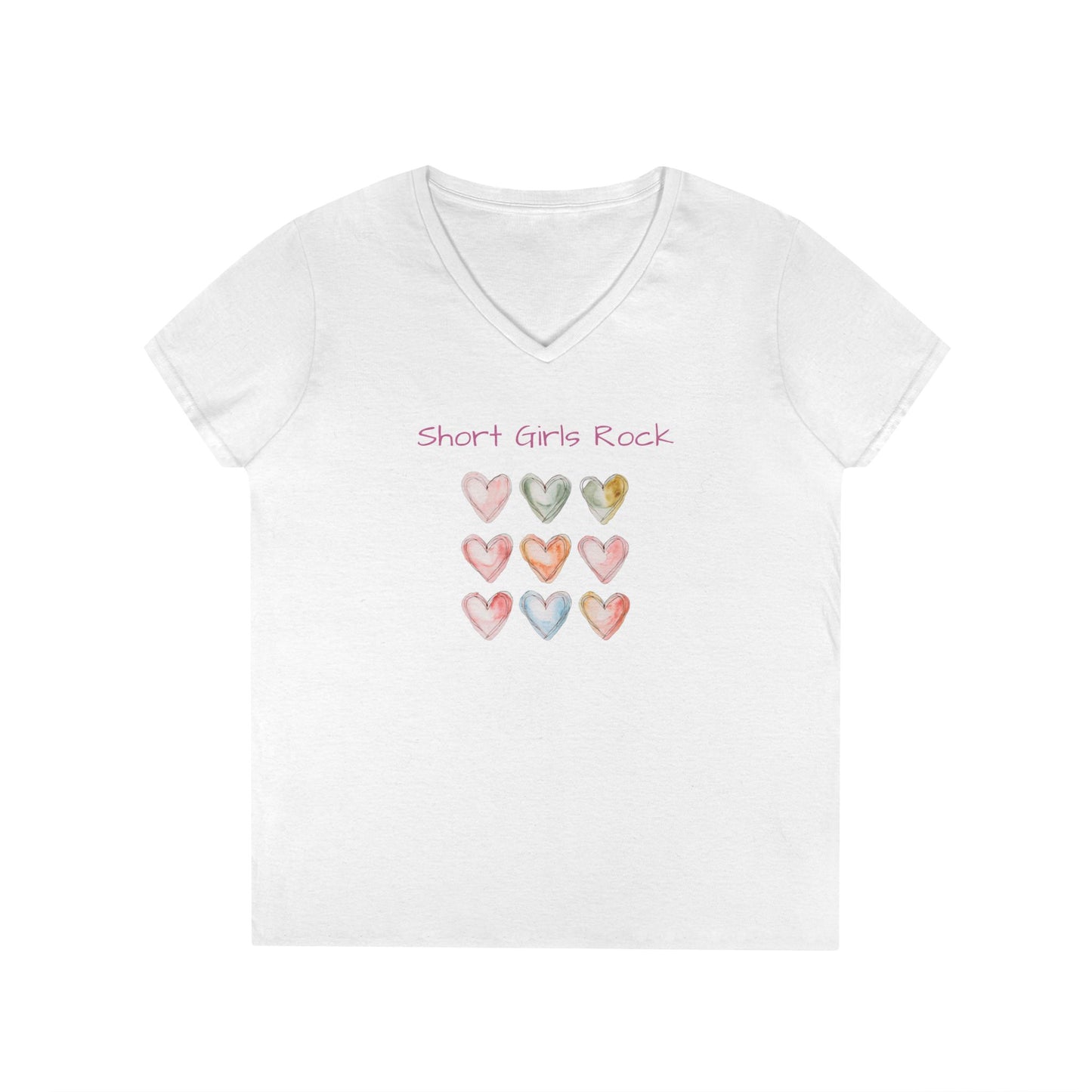 Ladies' V-Neck T-Shirt.  Hearts.