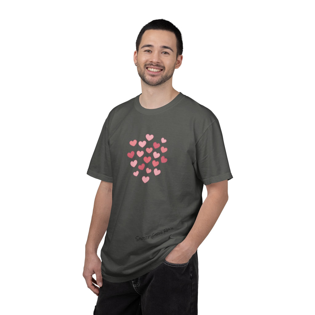 Pink Flying Hearts T-Shirt — Romantic Heart Graphic Tee