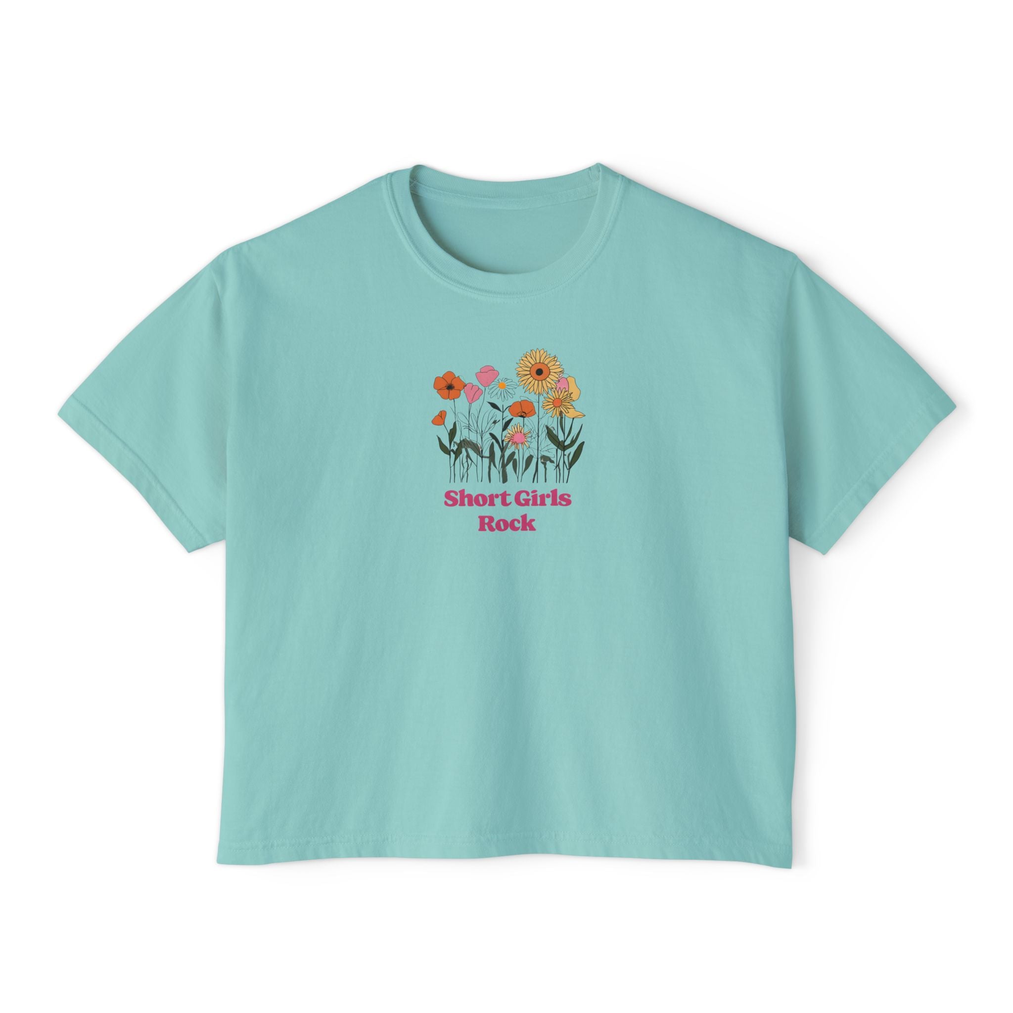Women's Boxy Tee - Field of Flowers - Pastel Colors