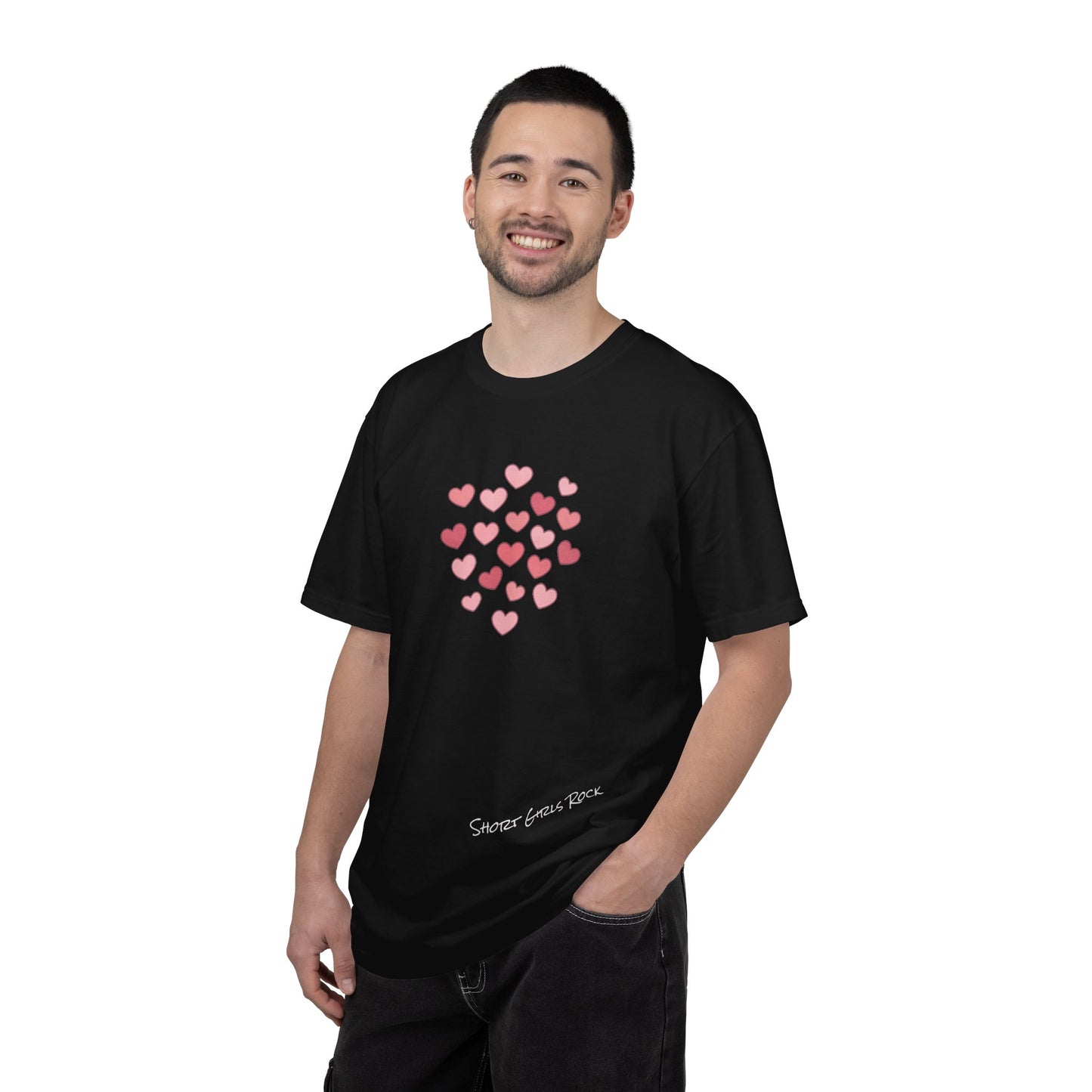 Pink Flying Hearts T-Shirt — Romantic Heart Graphic Tee