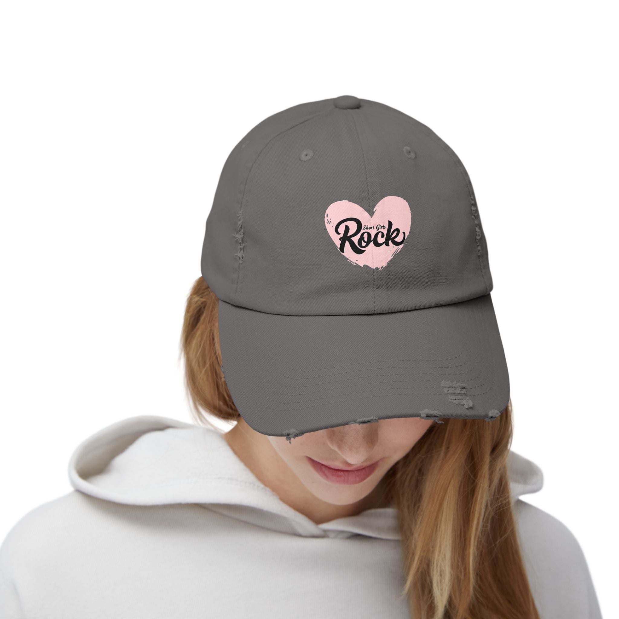 Fun Heart Design on Distressed Ball Cap