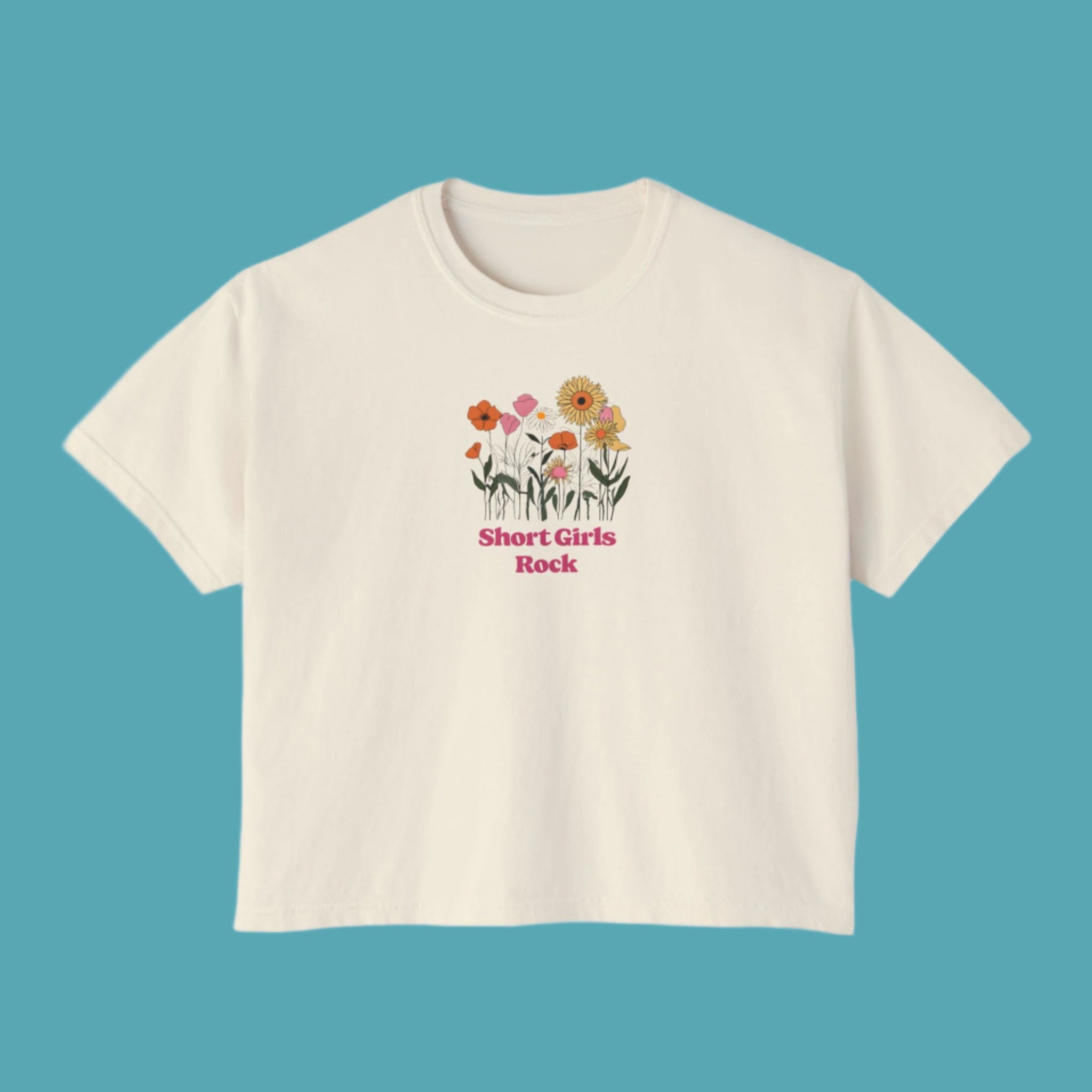 Women's Boxy Tee - Field of Flowers - Pastel Colors