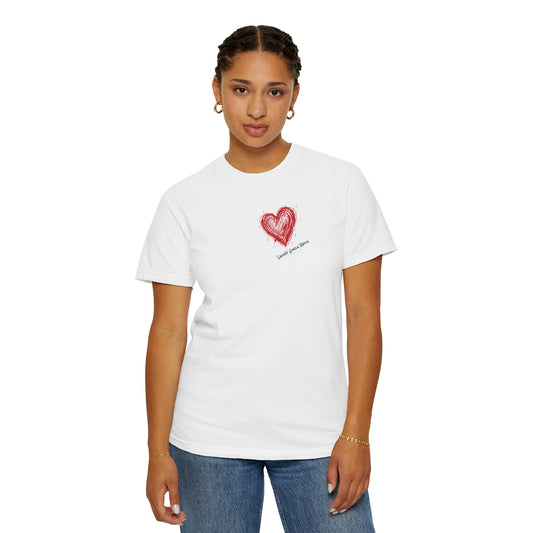 Scribbled Red Heart T-Shirt — Messy Hand-Drawn Heart Design