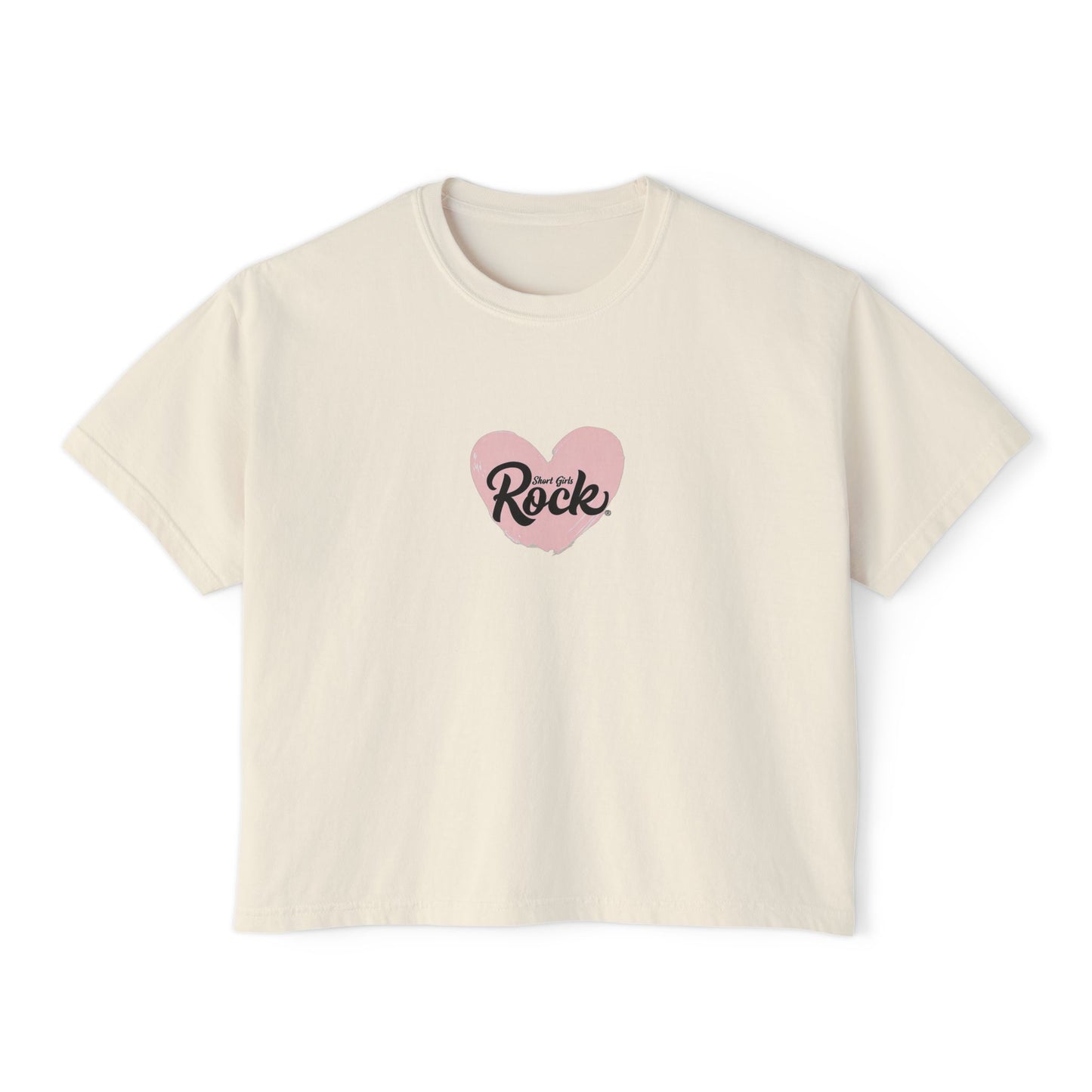 Women's Boxy Tee, slightly cropped, with heart.