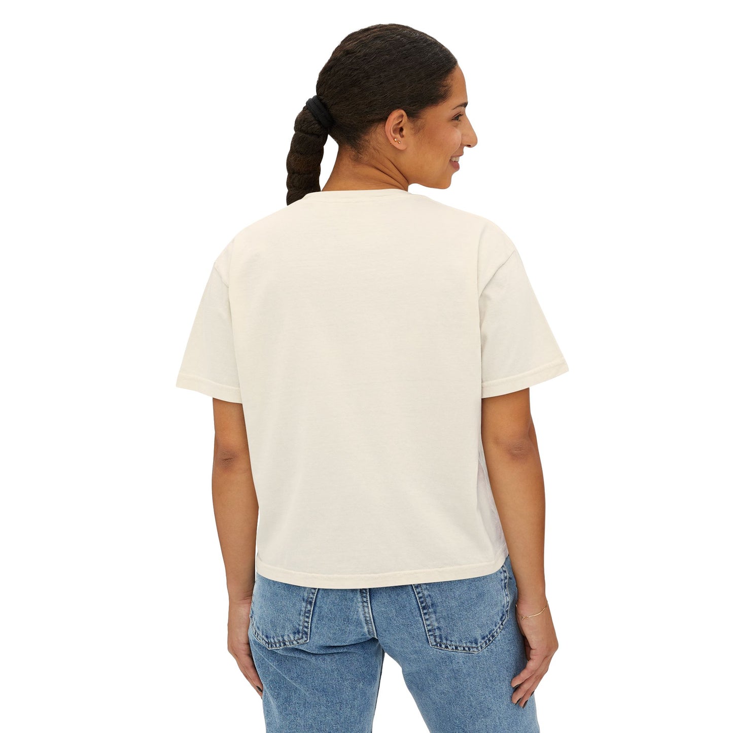 Women's Boxy Tee, slightly cropped, with heart.