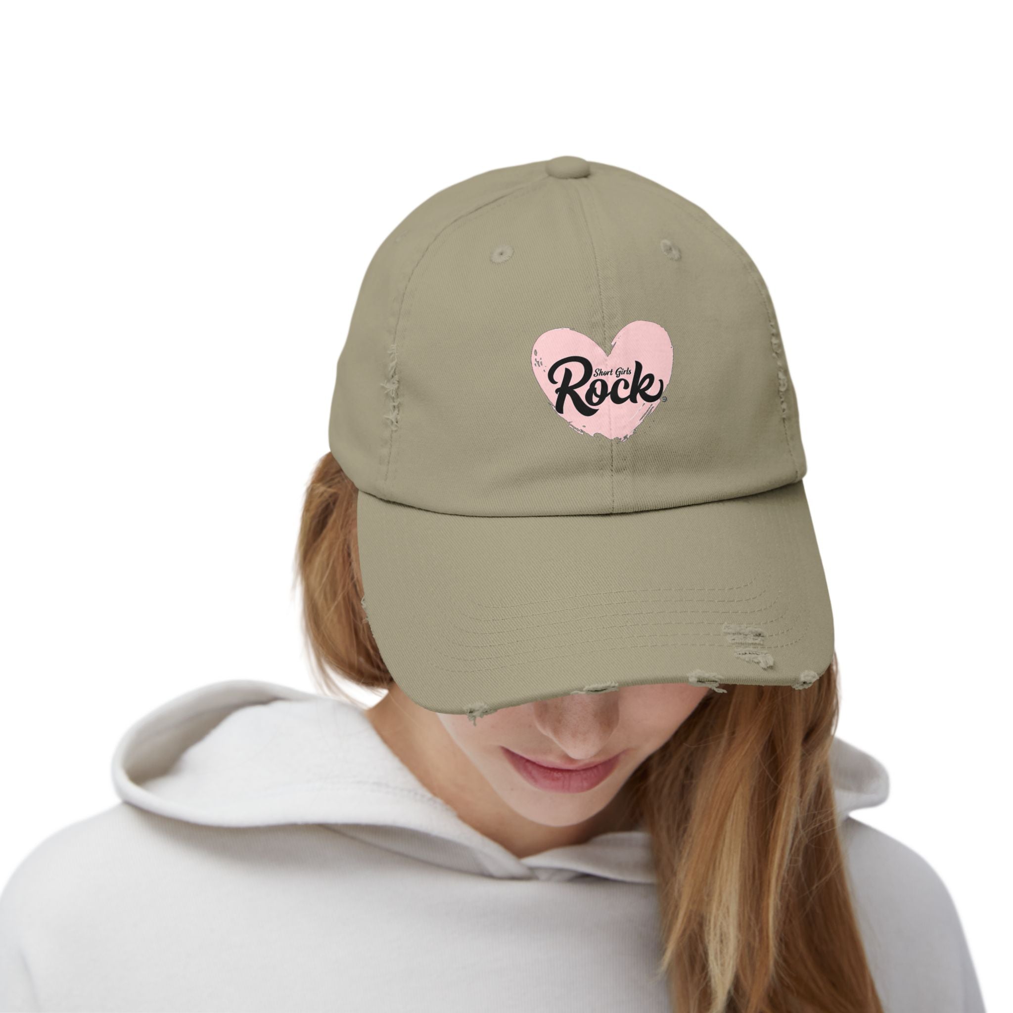 Fun Heart Design on Distressed Ball Cap