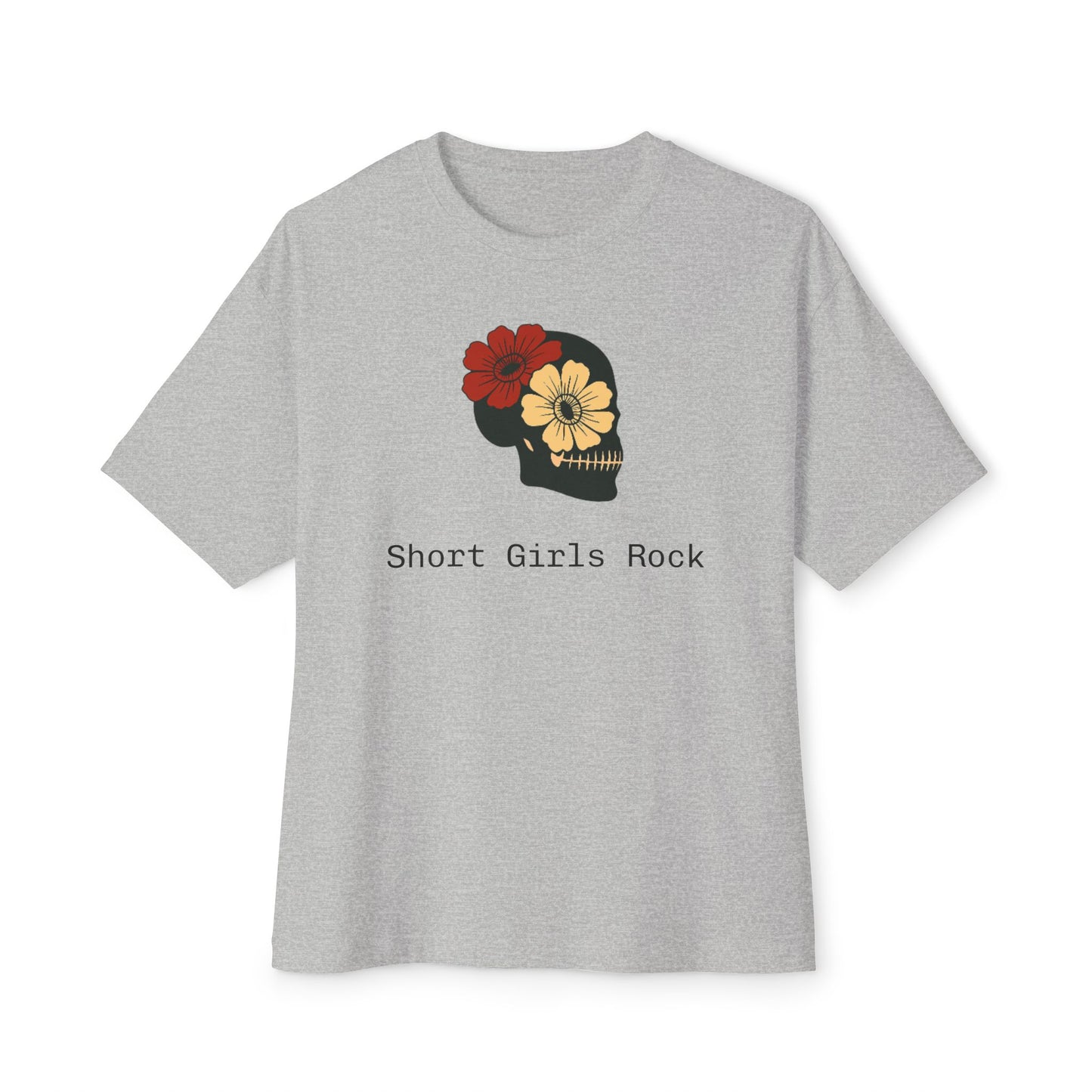 Unisex Oversized - Skull and Flowers Boxy Tee