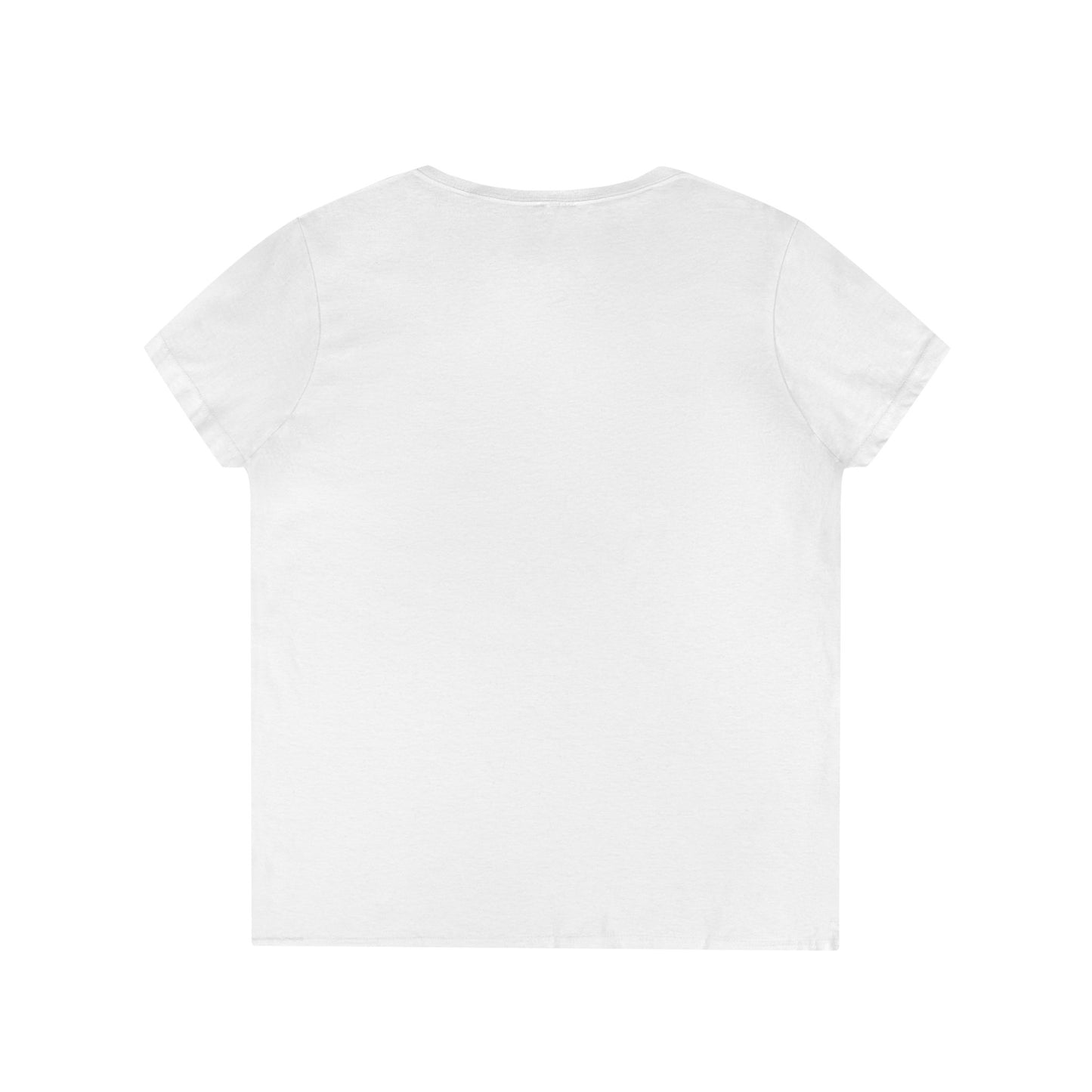 Ladies' V-Neck T-Shirt. All White.