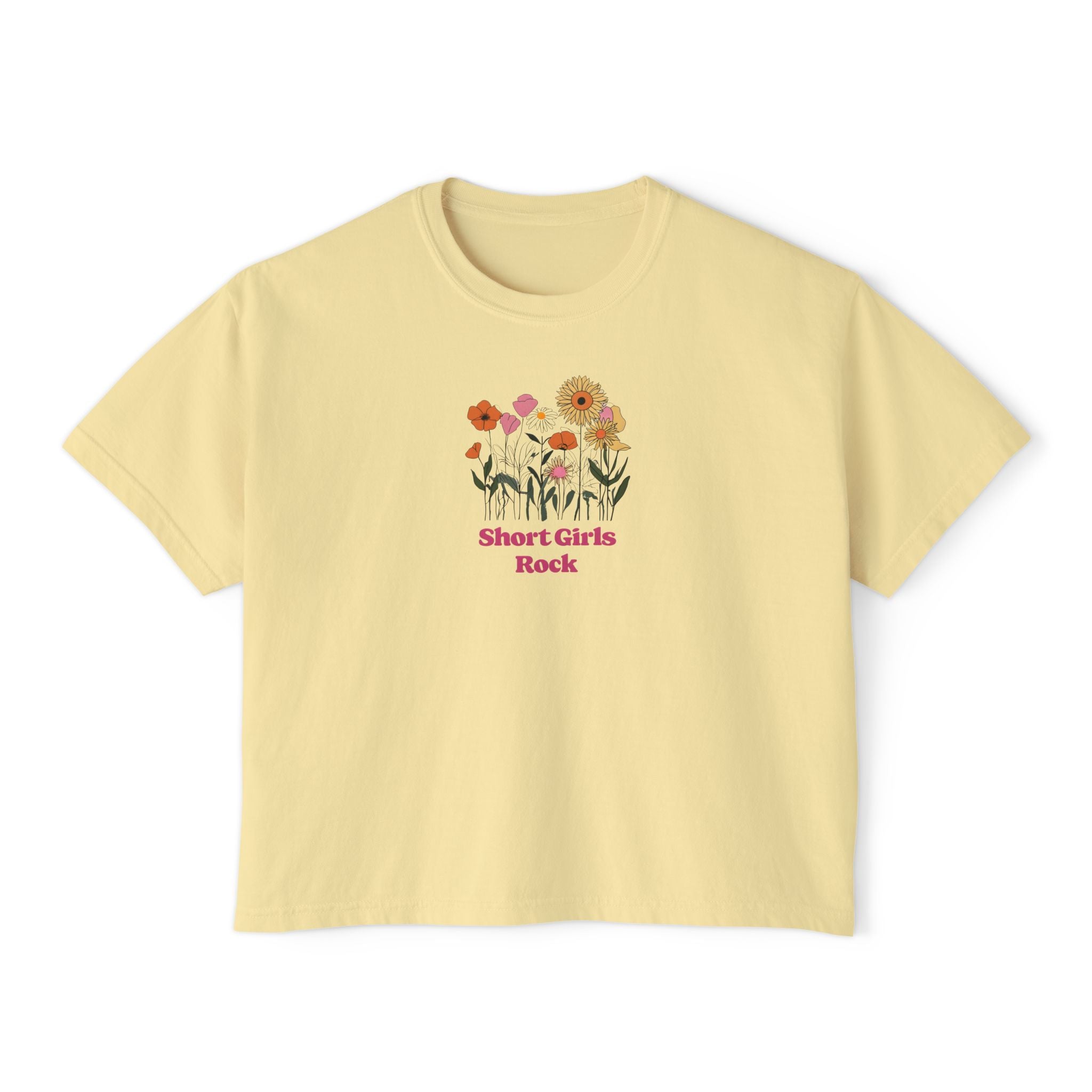 Women's Boxy Tee - Field of Flowers - Pastel Colors
