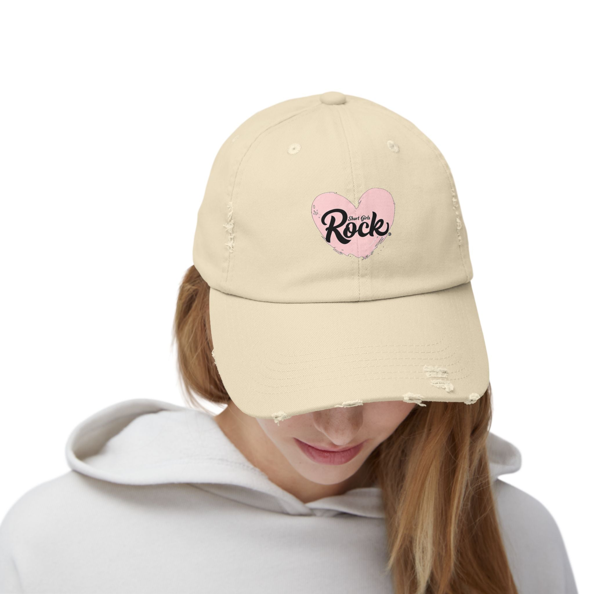 Fun Heart Design on Distressed Ball Cap