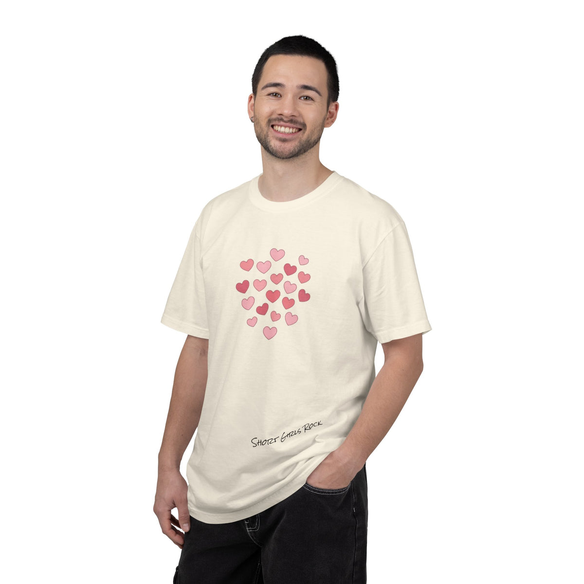 Pink Flying Hearts T-Shirt — Romantic Heart Graphic Tee