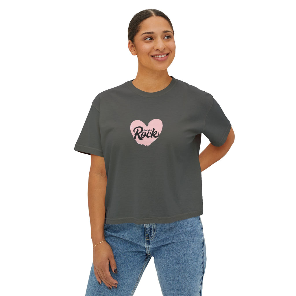 Women's Boxy Tee, slightly cropped, with heart.