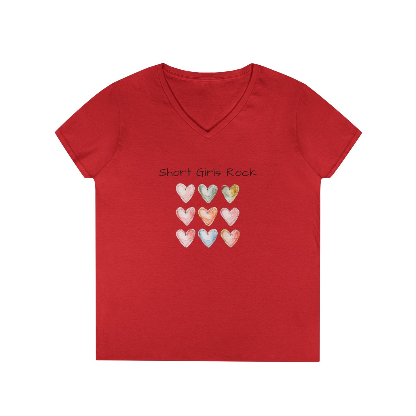 Ladies' V-Neck T-Shirt.  Hearts.