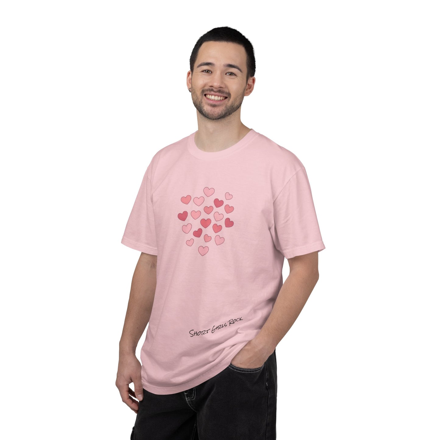 Pink Flying Hearts T-Shirt — Romantic Heart Graphic Tee
