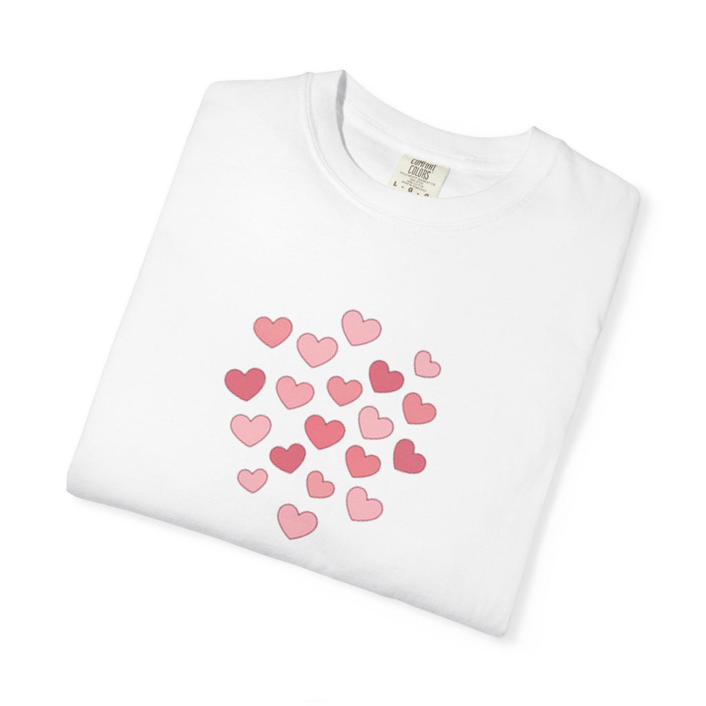 Pink Flying Hearts T-Shirt — Romantic Heart Graphic Tee