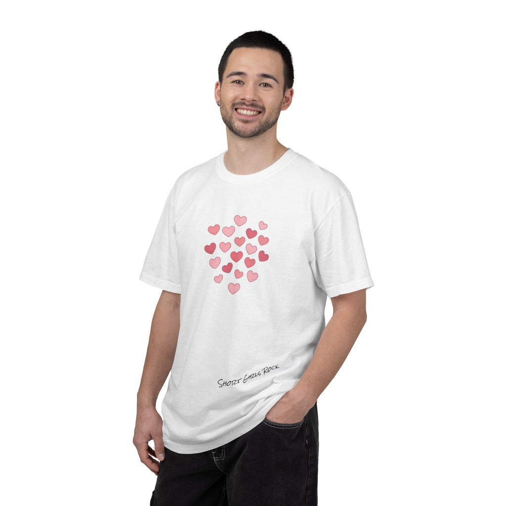 Pink Flying Hearts T-Shirt — Romantic Heart Graphic Tee
