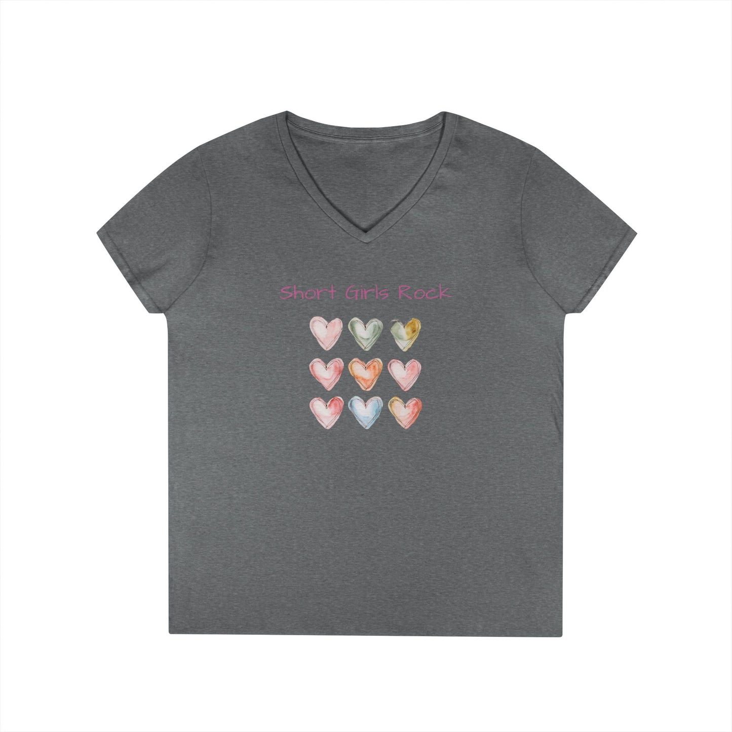 Ladies' V-Neck T-Shirt.  Hearts.