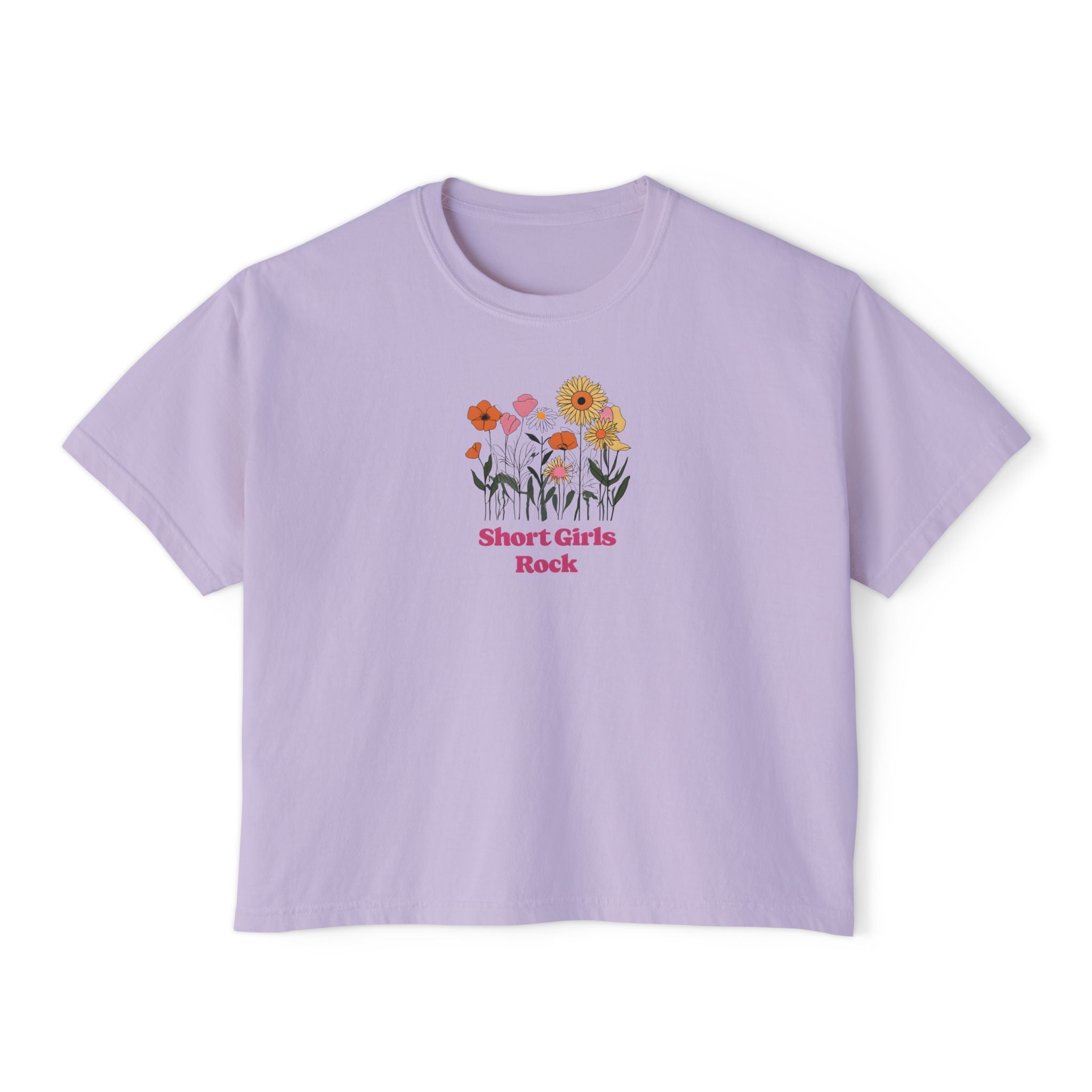 Women's Boxy Tee - Field of Flowers - Pastel Colors