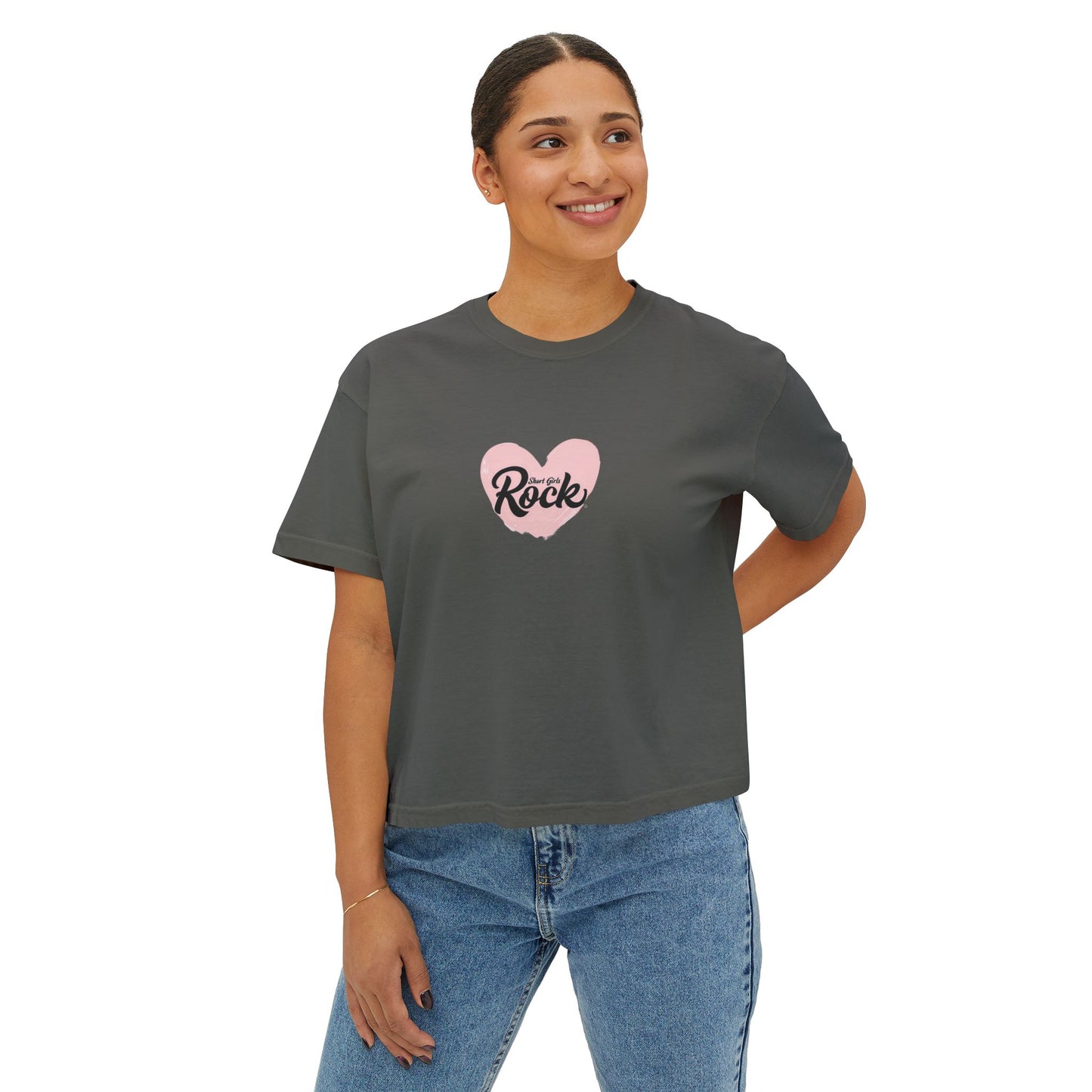 Women's Boxy Tee, slightly cropped, with heart.