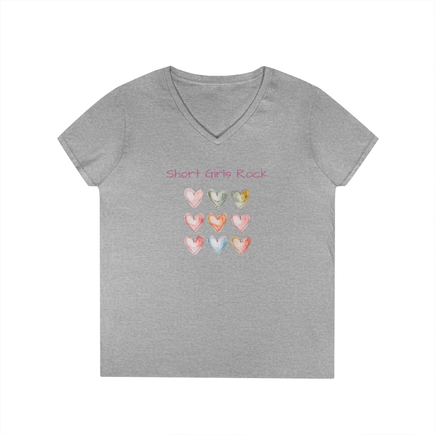 Ladies' V-Neck T-Shirt.  Hearts.