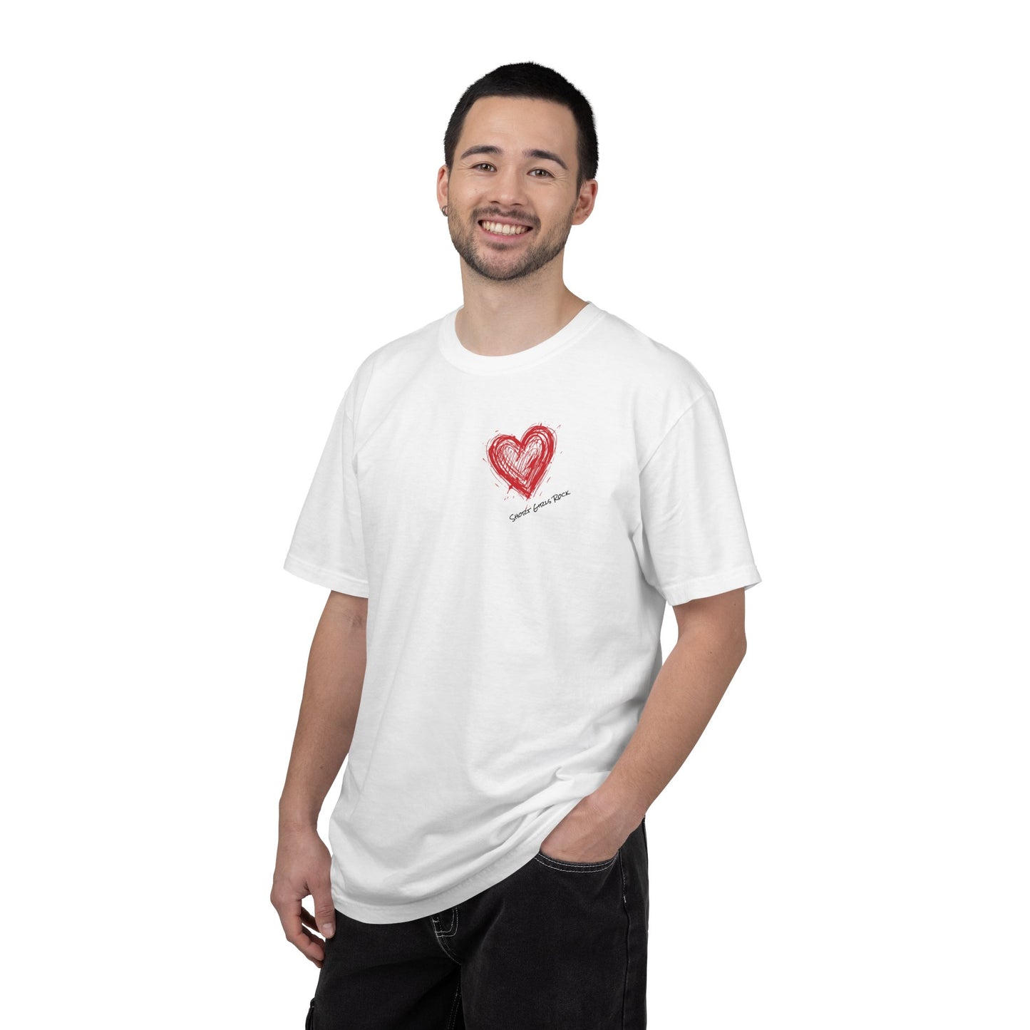Scribbled Red Heart T-Shirt — Messy Hand-Drawn Heart Design