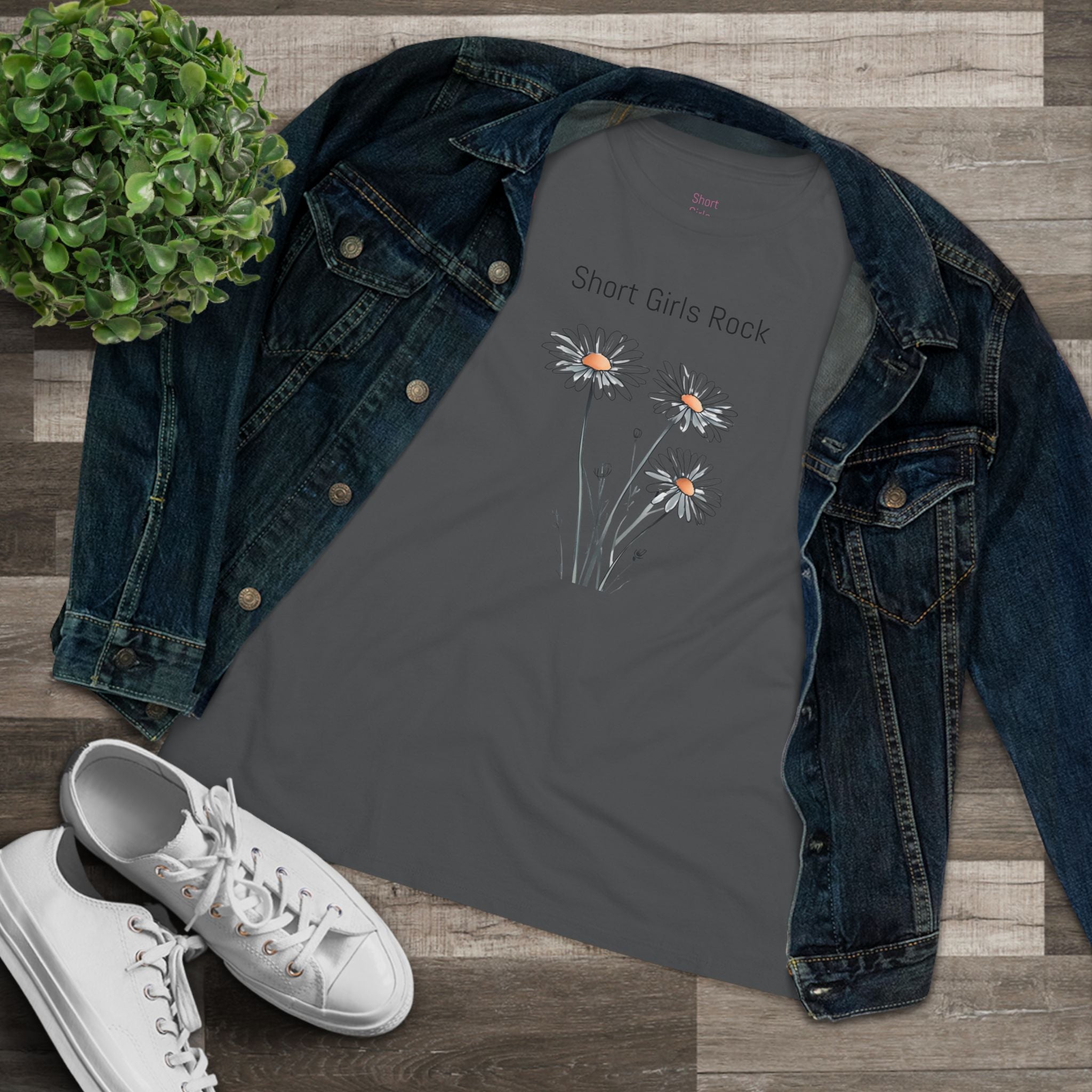 Women's Cotton Tee 100% Airlume Cotton.  Hand drawn Daises