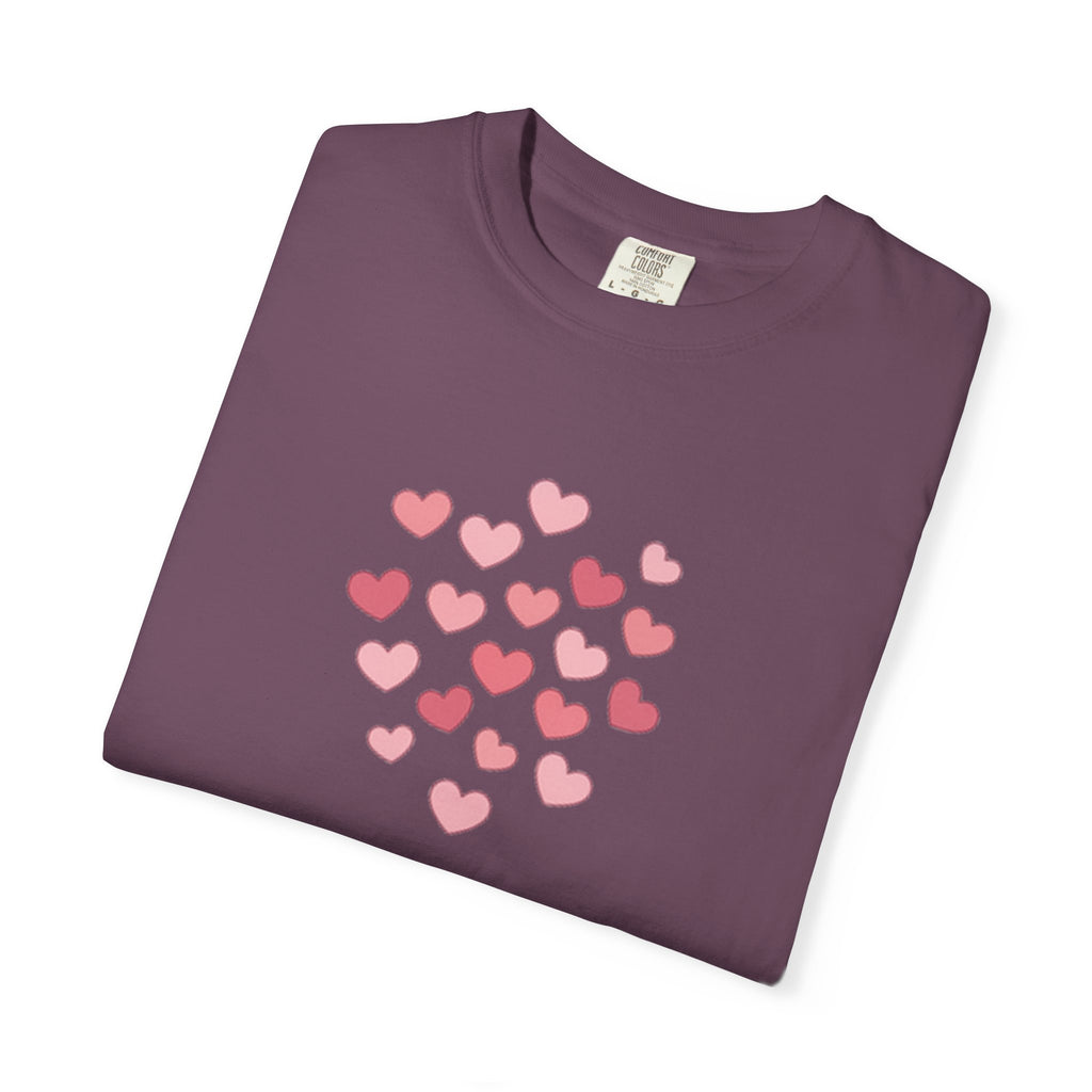 Pink Flying Hearts T-Shirt — Romantic Heart Graphic Tee