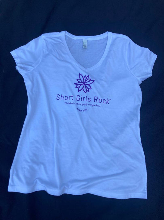 White Short Sleeve T-shirt, Short Girls Rock