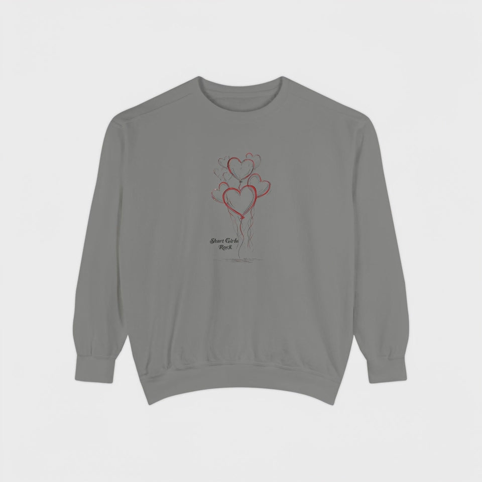 Video for Garment-Dyed Sweatshirt - Balloon Hearts.